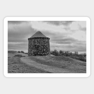 Beacon Tower at Burton Dassett Black and White Sticker